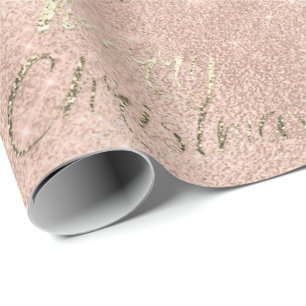Merry Christmas Spark Rose Gold Glitter Spark Wrapping Paper