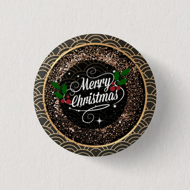 Merry Christmas, sparkle and glitter, 3 Cm Round Badge (Front)