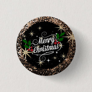 Merry Christmas, sparkle and glitter 3 Cm Round Badge