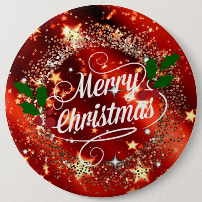 Merry Christmas sparkle and glitter 6 Cm Round Badge (Front)
