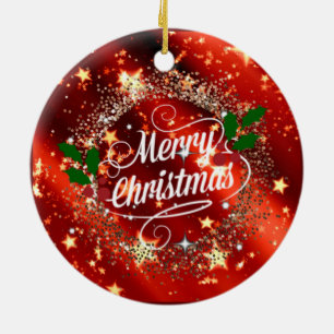 Merry Christmas, sparkle and glitter Ceramic Tree Decoration