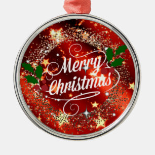Merry Christmas, sparkle and glitter Metal Tree Decoration