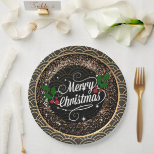 Merry Christmas, sparkle and glitter, Paper Plate