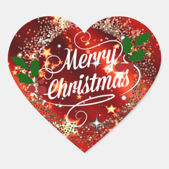 Merry Christmas sparkle and shine Heart Sticker (Front)