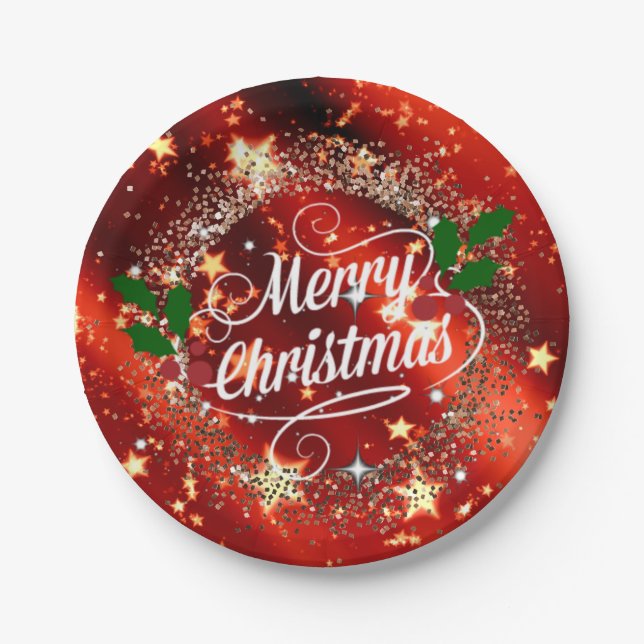 Merry Christmas sparkle and shine  Paper Plate (Front)