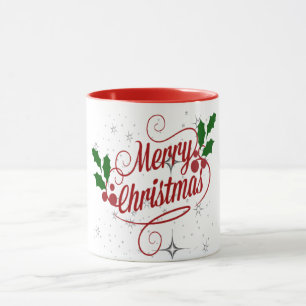 Merry Christmas sparkle and shine red text Mug