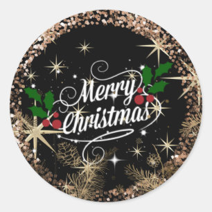 Merry Christmas, sparkle, glitter and shine, Classic Round Sticker