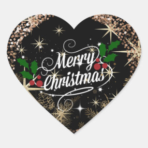 Merry Christmas, sparkle, glitter and shine,  Heart Sticker