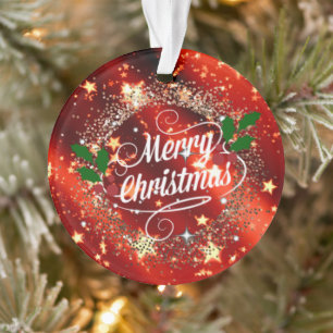 Merry Christmas, Sparkling Red and Gold, Ornament