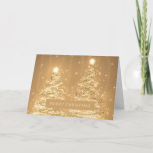 Merry Christmas Sparkling Trees Copper Card