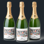 Merry Christmas Sparkling Wine Label<br><div class="desc">Merry Christmas in a fun font is surrounded by cute holiday items is a fun beverage label for sparkling wine,  wine,  beer,  liquor bottles,  it's up to you. Perfect labels for holiday gift giving or to serve at your party. Most bottle types are done for you in our store.</div>