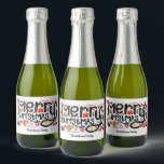 Merry Christmas Sparkling Wine Label<br><div class="desc">Merry Christmas in a fun font is surrounded by cute holiday items is a fun beverage label for mini sparkling wine bottles, wine, beer, liquor bottles, it's up to you. Perfect labels for holiday gift giving or to serve at your party. Most bottle types are done for you in our...</div>