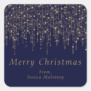 Merry Christmas Sparkly Lights Gift Wrap Sticker
