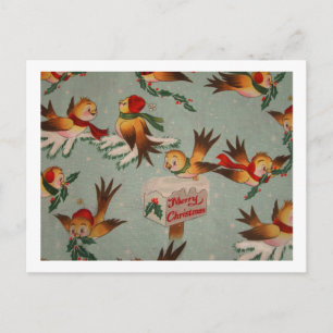 Merry Christmas Sparrows Holiday Postcard