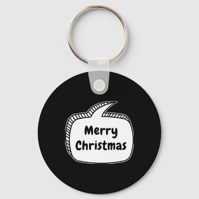 Merry Christmas Speech Bubble T Shirt  Key Ring (Front)