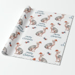 Merry Christmas Sphynx Hairless Cat Santa Hat Wrapping Paper<br><div class="desc">All Sphynx cat (Canada cat!) owners and lovers will will be so purr-oud when you wrap their holiday gifts with this unique gift wrapping paper featuring a Sphynx cat pattern wearing a Santa Claus hat with "Merry Christmas" text in a festive decorative blue typeface.</div>
