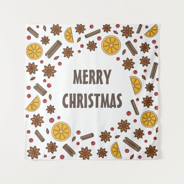 Merry Christmas spices pattern Tapestry (Front)