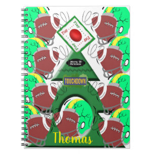 Merry Christmas Spiral Notebook Football