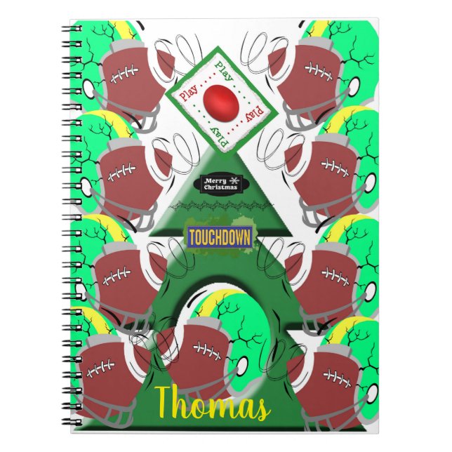 Merry Christmas Spiral Notebook Football (Front)