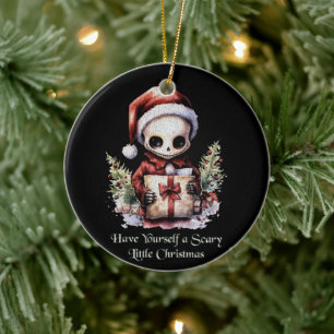 Merry Christmas Spooky Gothic Ceramic Tree Decoration