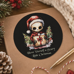 Merry Christmas Spooky Gothic Classic Round Sticker