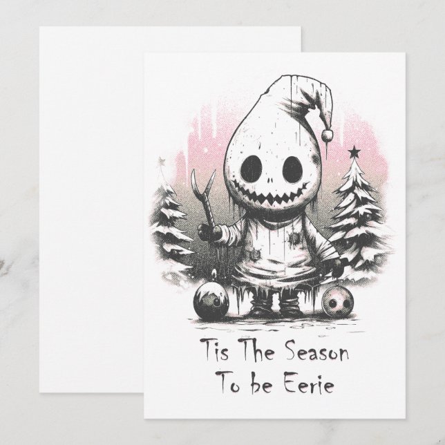 Merry Christmas Spooky Gothic Ghost Holiday Card (Front/Back)