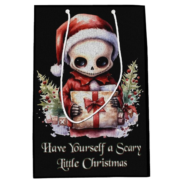 Merry Christmas Spooky Gothic Medium Gift Bag (Front)