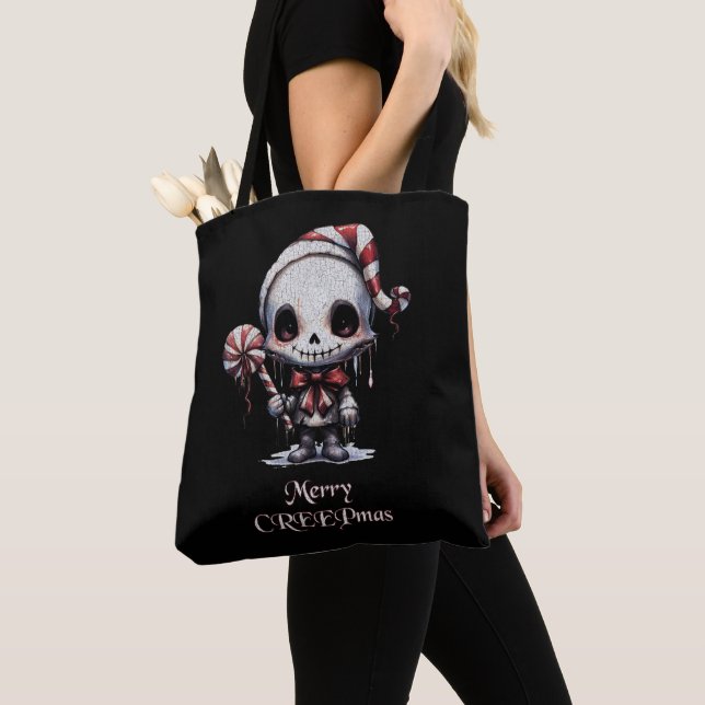 Merry Christmas Spooky Gothic Tote Bag (Close Up)