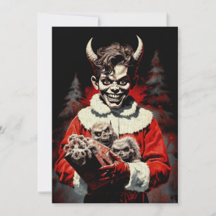 Merry Christmas Spooky Horror Devil Boy Holiday Card