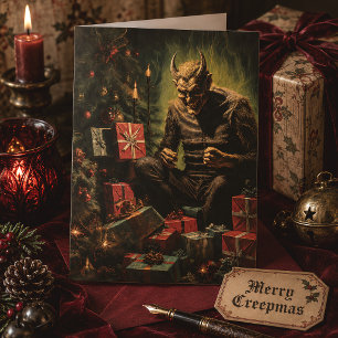 Merry Christmas Spooky Horror Devil Santa Holiday Card