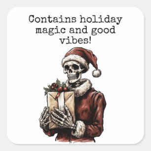 Merry Christmas Spooky Skeleton Gothic Square Sticker