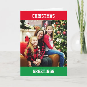 Merry Christmas Sports Vibe Family 3 Photo Kids Ho Holiday Card