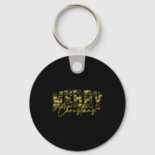 Merry Christmas Squad Camo Camouflage Xmas Pajamas Key Ring