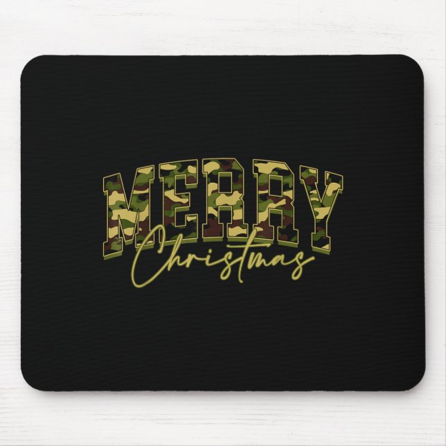 Merry Christmas Squad Camo Camouflage Xmas Pajamas Mouse Mat (Front)