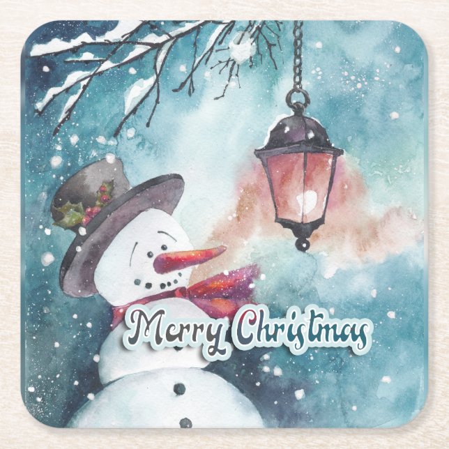 Merry Christmas   Square Paper Coaster (Front)