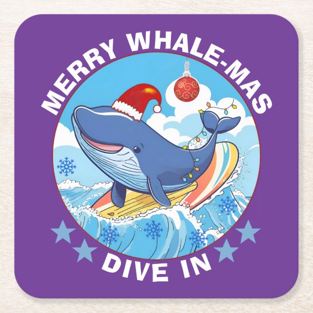 Merry Christmas Square Paper Coaster (Front)