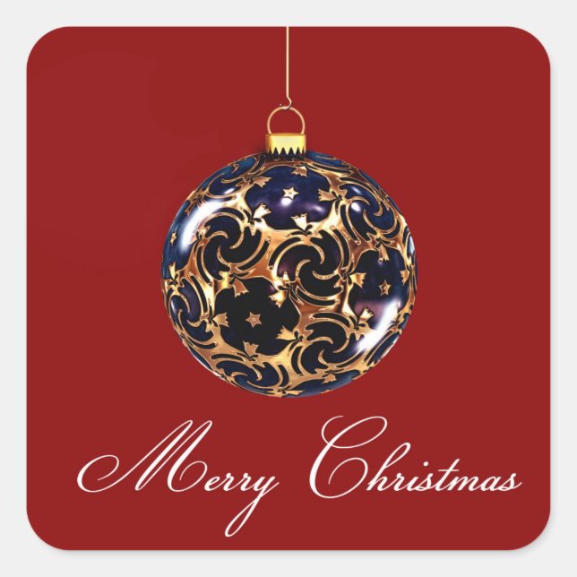 Merry christmas square sticker (Front)
