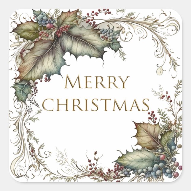 Merry Christmas Square Sticker (Front)