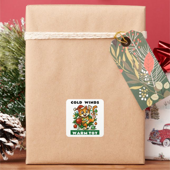Merry Christmas Square Sticker (Holiday)