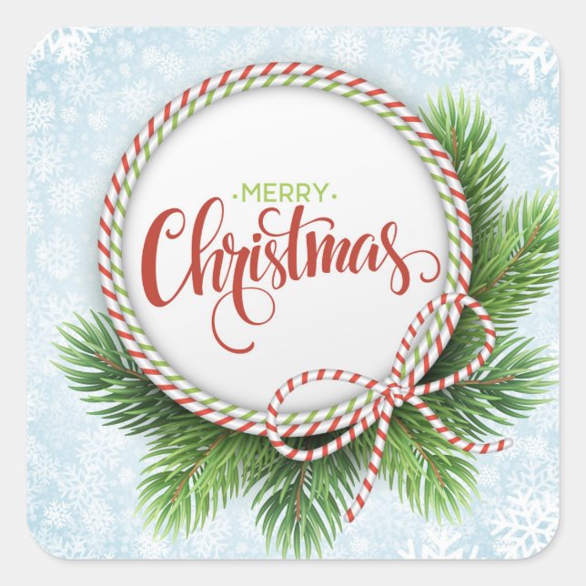 Merry Christmas Square Sticker (Front)