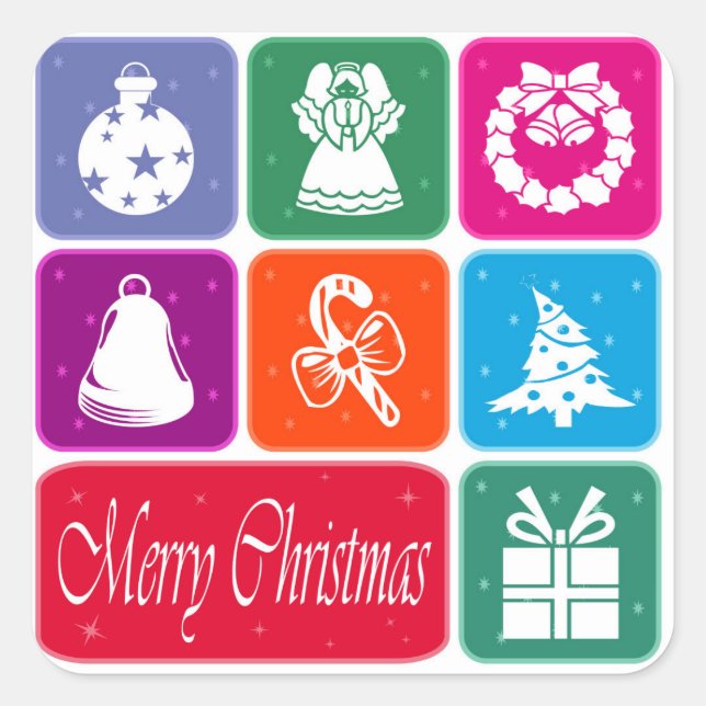 Merry Christmas Square Sticker (Front)