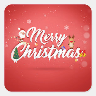 Merry christmas square sticker