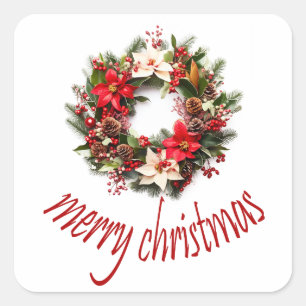 merry christmas square sticker