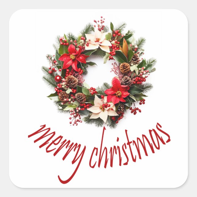 merry christmas square sticker (Front)