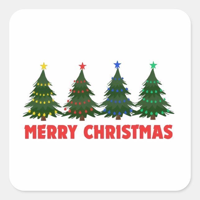 Merry Christmas Square Sticker (Front)