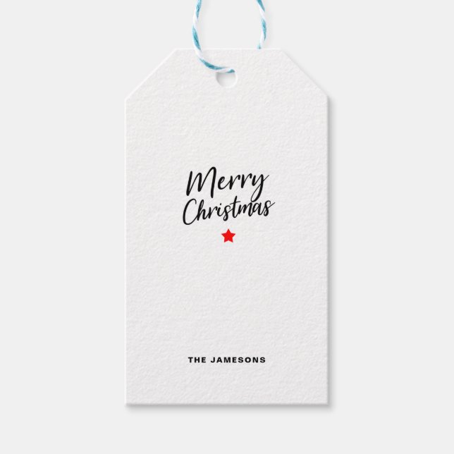 Merry Christmas Square Sticker Gift Tags (Front)
