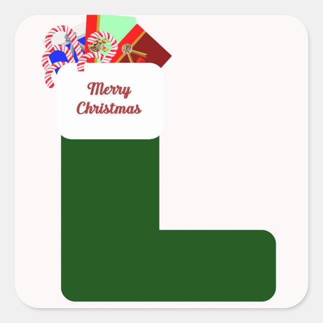Merry Christmas Square Stickers (Front)