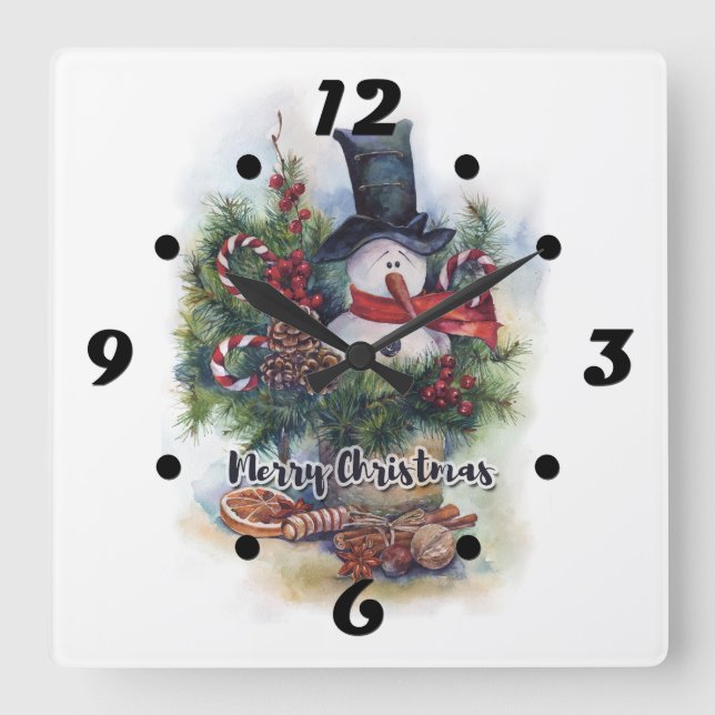 Merry Christmas  Square Wall Clock (Front)