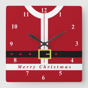 Merry Christmas Square Wall Clock
