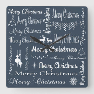 Merry Christmas Square Wall Clock